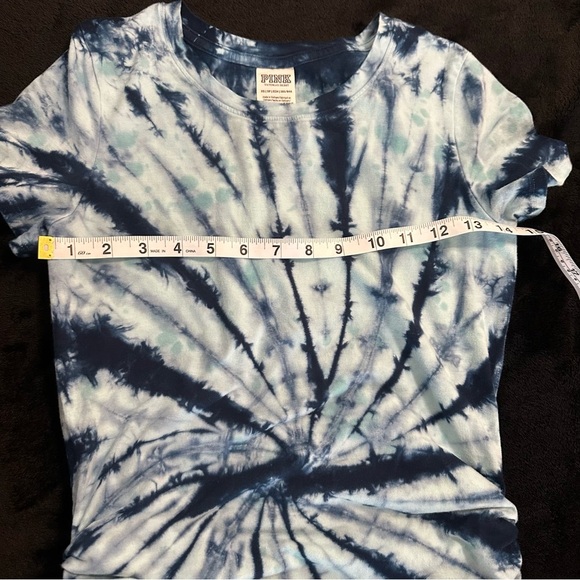 Victoria’s Secret PINK Blue Tie-Dye Ruched T-Shirt Y2K Style XS - Picture 9 of 12